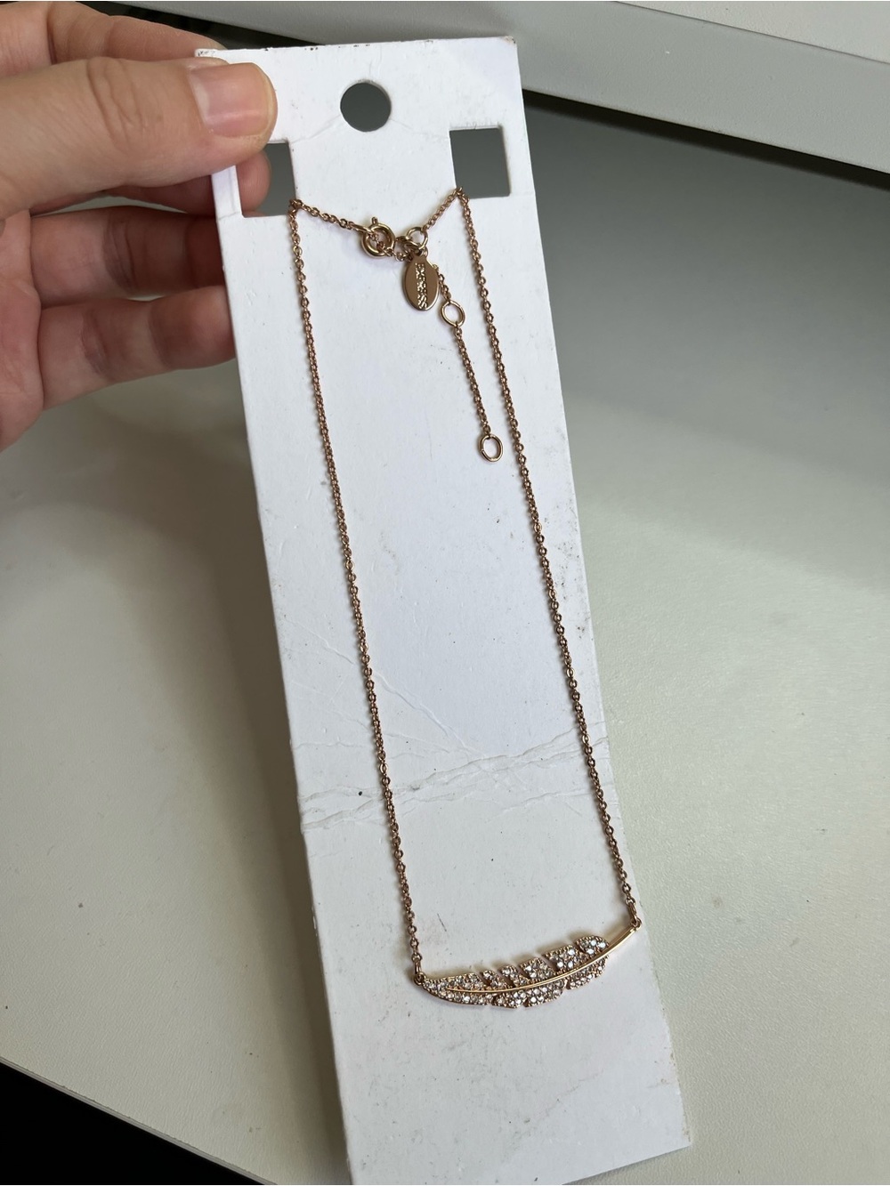NEW Feather Rhinestone Rose Close Tone Necklace Express  Adjustable